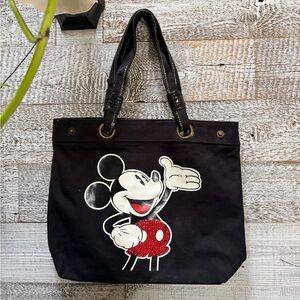 Disney/Avon | Mickey Mouse w/ Sequins Cotton Canvas Black Tote Bag